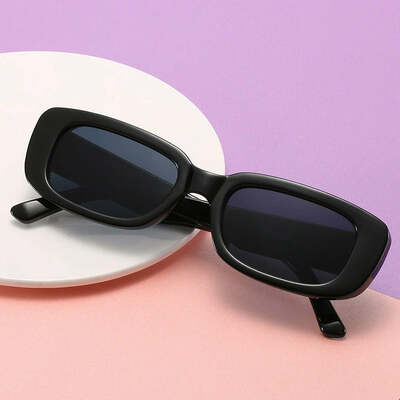 Vintage black square sunglasses woman luxury brand small rectangle sun glasses female gradient clear mirror oculos de sol