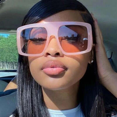 Fashion pink square sunglasses woman oversized big frame sun glasses female luxury brand designer vintage gradient oculos