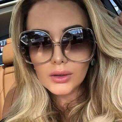Classic big frame luxury women sunglasses brand designer fashion plastic vintage round gradient sun glasses uv400 eyewear