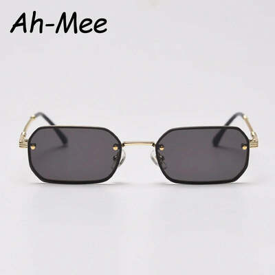 Small square rimless sunglasses women brand trending black sun glasses for female vintage eyewear uv400