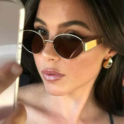 Sunglasses advanced metal sunglasses fashion oval glasses brand designer vintage sun glasses high quantity oculos de sol