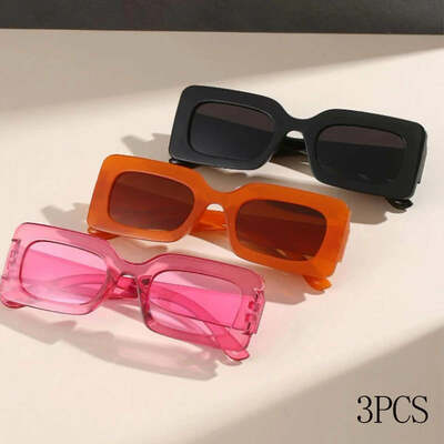 3 pairs per set square sunglasses women cute skinny cat eye eyewear retro vintage narrow cateye sunglasses set