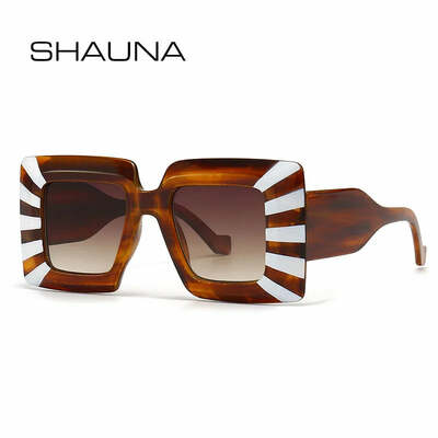 Shauna oversized square sunglasses vintage stripe contrast color shades uv400