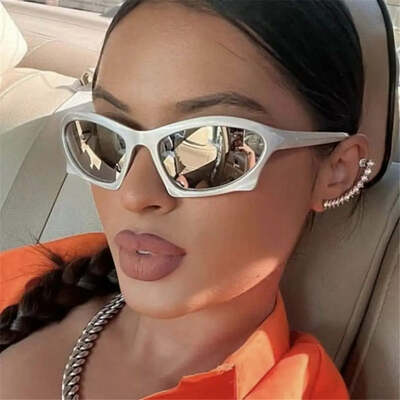 Steampunk sunglasses y2k cycling sports women punk goggle brand designer sun glasses men silver mirror shades fashion eyewear
