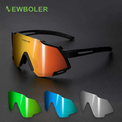 Newboler 5 lens ultralight sports polarized sunglasses bike bicycle glasses men women uv400 glasses for cycling riding driving