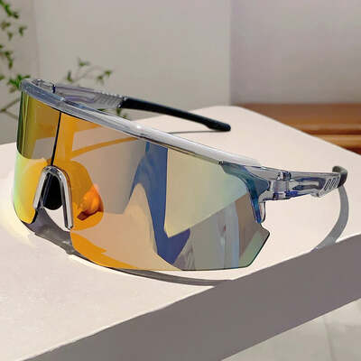 Kammpt semi-rimless sports sunglasses new oversized wrapped round outdoor protective goggle women trendy mirror cycling shades