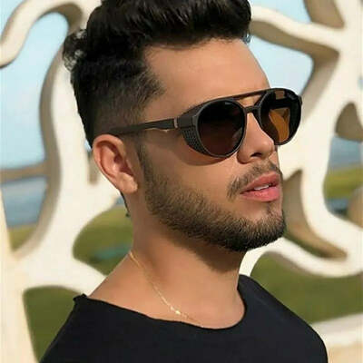 Classic gothic steampunk style sunglasses men women brand designer retro round colorful lens vintage sun glasses uv400