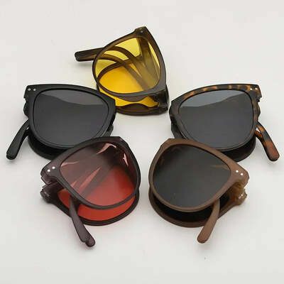 Folding sunglasses women polarized sun glasses men night vision driving eyewear portable sunglass with glasses case gafas de sol