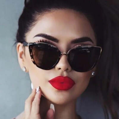 Brand vintage cat eye sunglasses woman retro driving round metal frame sun glasses for female mirror uv400