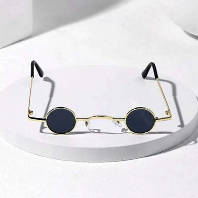 Vintage rock punk man sunglasses classic small round sunglasses women wide bridge metal frame black lens driving eyewear
