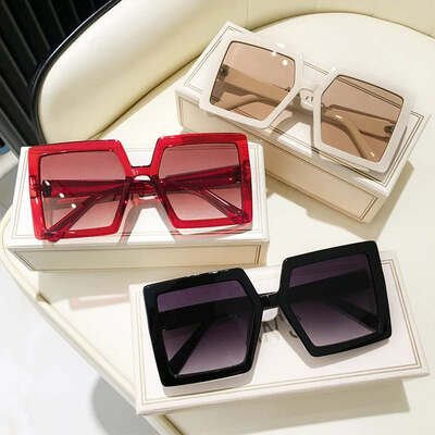 Retro pink big frame square sunglasses women brand shades eyewear vintage gradient lens men sun glasses sunnies uv400 protection