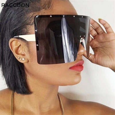 Boho massive sun glasses women oversized dark colorful extra large diamond sunglasses vintage big frame shield windproof eyewear
