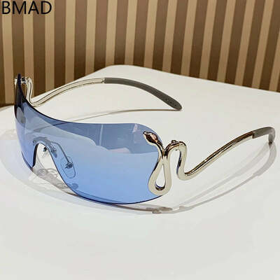 Y2k sunglasses women one-pieces fashion vintage sunglasses for men trending rimless glasses oculos luxe gafas