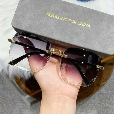 Frameless cut edge sunglasses new summer sun visors women's transparent multi-color lenses uv400 women sunglasses