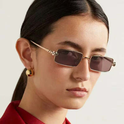 Metal retro square sunglasses, fashionable leopard head small frame sunglasses for outdoor travel, personalized sunglasses uv400