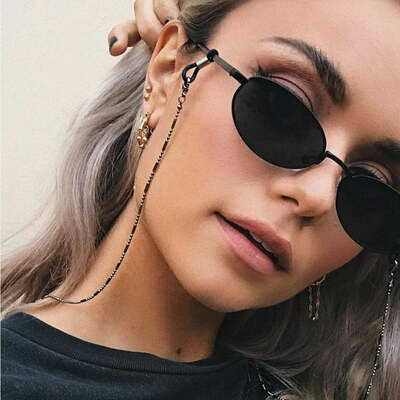 Mask sunglasses chains for women men black gold silver color alloy beads antislip chains fashion eyewear accessories 