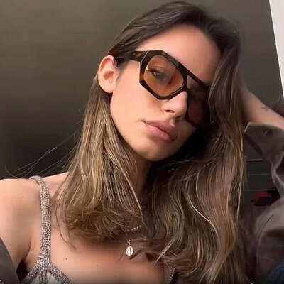 Retro double bridges women's sunglasses big frame leopard brown gradient eyewear fashion luxury designer sun glasses men shades