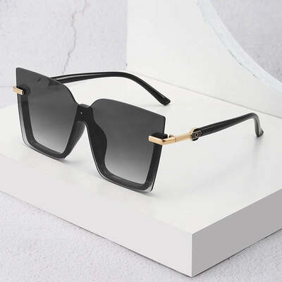 Women men sun glasses streetwear large frame eyewear goggleshollow out square one-piece sunglasses women menglasses
