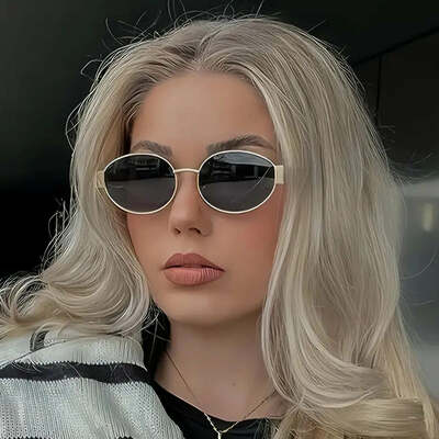 Retro small oval sunglasses men women luxury metal round sun glasses male classic casual driving shades