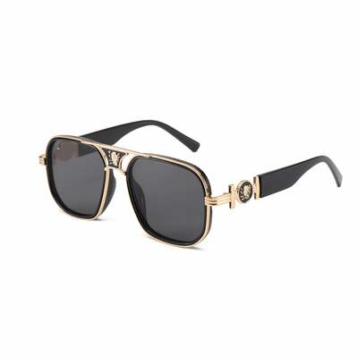 Stylish square sunglasses men women black gold frame unique design uv400 protection fashion eyewear