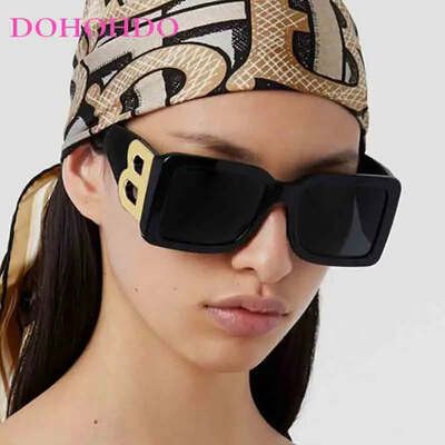 Fashion premium luxury brand design square sunglasses women men retro classic summer traveling sun protection sunglasses uv400
