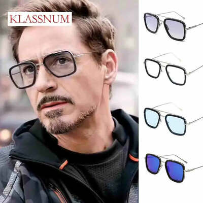 Luxury square sunglasses men women sunglasses tony stark glasses fashion steampunk male goggles outdoor sun protection glasses