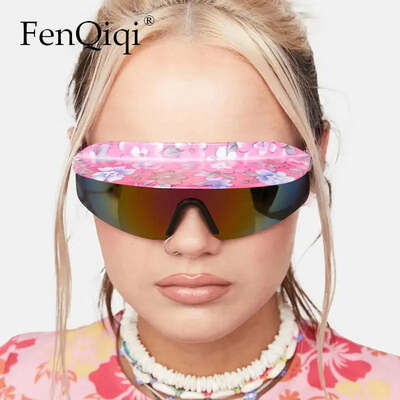 New outdoor oversized sunglasses one-piece shade shield bicycle sports cycling glasses men eyewear colorful visor sunglasses