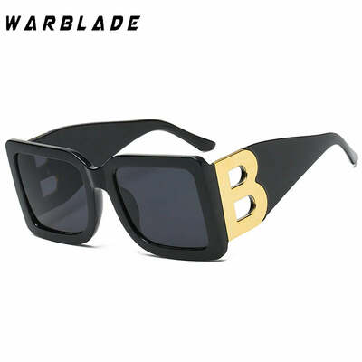 Warblade fashion oversized the letter b square luxury trend sunglasses women men retro rectangle sunglasses gafas de sol