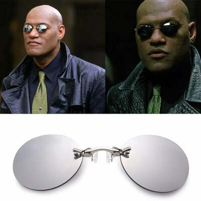 Round clip-nose sunglasses rimless punk clip on sunglasses women men driving sunglasses frameless coating eyeglasses uv400