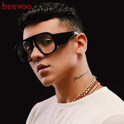 Fashion luxury round sunglasses men women brand design oversized personality frame unique glasses leg retro sunglasses uv400