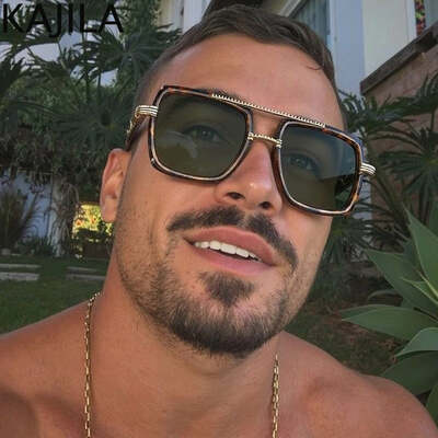 Oversized square polarized sunglasses men big frame luxury brand shield night vision yellow sunglass male vintage eyewear