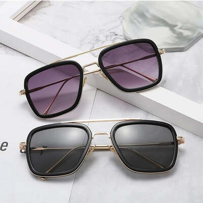 Fashion punk square frame sunglasses tony stark glasses men women steampunk sun glasses goggles outdoor sport riding eyewear