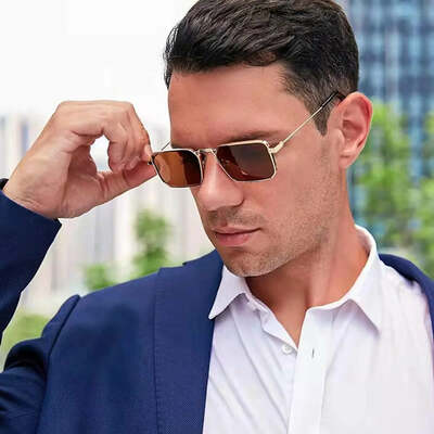 Retro rectangle sunglasses for women men, high-quality metal frame punk sun glasses vintage travel shades uv400 protection