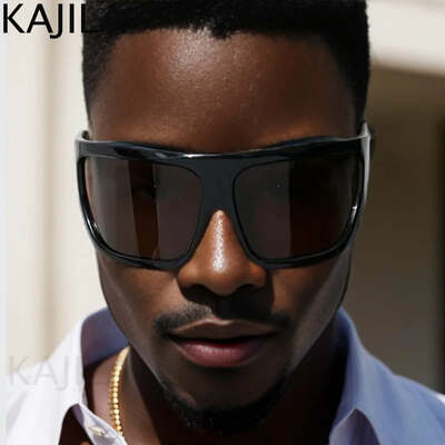 Oversized sports steampunk shield sunglasses men women new luxury brand designer y2k punk vintage goggle outdoor shades uv400