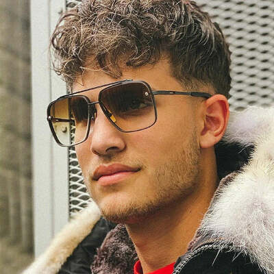 Luxury metal square sunglasses men women fashion big pilot sun glasses male classic black aviator driving travelling shades