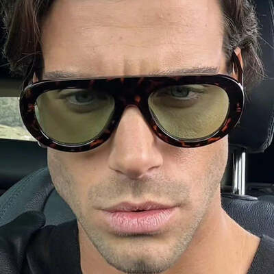 So&ei vintage pilot men candy color sunglasses fashion leopard shades uv400 women trending punk sun glasses