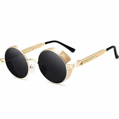 Classic gothic steampunk sunglasses men women brand designer vintage round metal frame sun glasses high quality uv400
