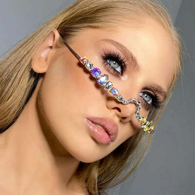 Sunglasses shiny ab crystal glasses frames for women luxury jewelry geometry eyeglasses frames men eyewear decoration gift