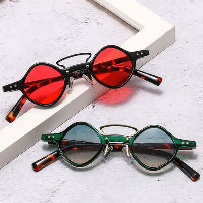 New hippie small round square sunglasses men women retro steam punk glasses vintage gradient driving glasses uv400