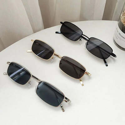 Fashion small rectangle sunglasses men women vintage square driving sun glasses luxury brand metal frame eyewear