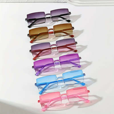 6pcs rectangle fashion sunglasses for women men cute candy color decorative shades for vacation beach party