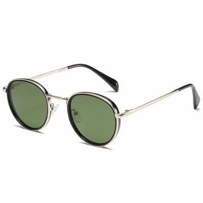 Round frame metal sunglasses uv protection men summer women retro classic stream premium sports t195