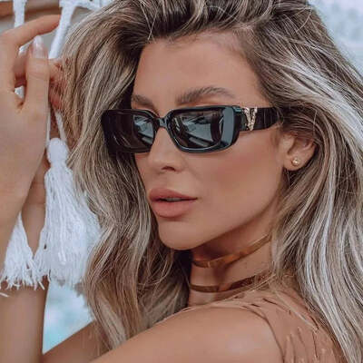 Retro cat eyt frame sunglasses women luxury v sun glasses men fashion rectangle jelly sunglasses with metal hinges uv400