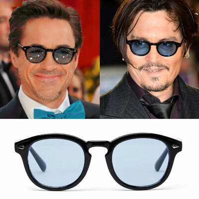 Classic johnny depp round sunglasses women retro rice nail small oval sun glasses men tony blue sunglasses ocean lens uv400