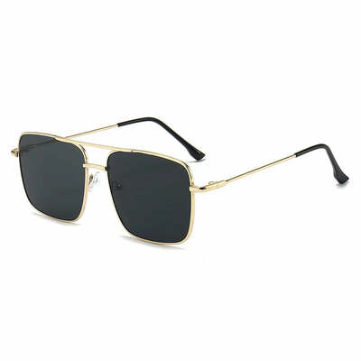 Men women fashion square sunglasses double beam metal personalized sunglasses trendy street photos uv400 shades driving goggles