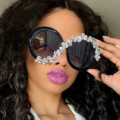 New oversized round sunglasses women diamond rhinestone sunglasses men luxury brand designer glasses eyeglasses eyewear vintage