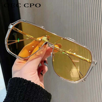 Oversized sunglasses women new unique one piece fashion sunglasses for men uv400 punk glasses trending female eyewear uv400
