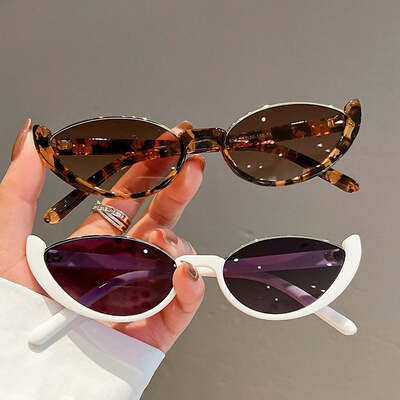 New small cat eye sunglasses women men trendy vintage shades eyewear fashion driving cycling sunglasses half-frame sun glasses