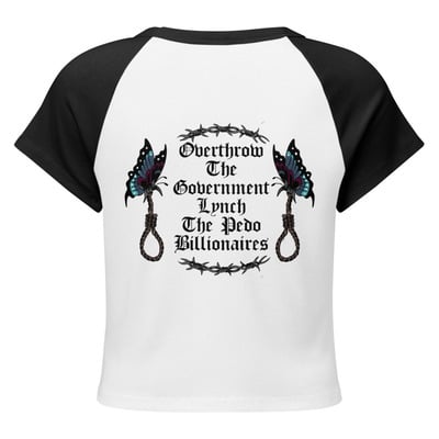 Overthrow the gov womens micro rib raglan baby tee