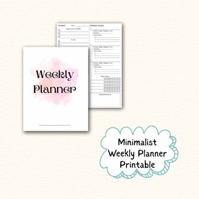 Minimalist weekly planner printable | appointment, meal & habit tracker | ready-to-print pdf